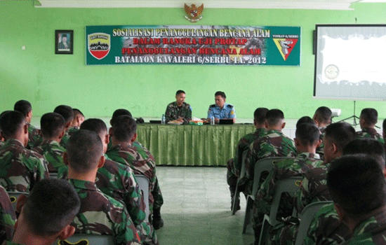 Anggota YONKAV 6/Serbu Mengikuti Sosialisasi Penanggulangan Bencana Alam